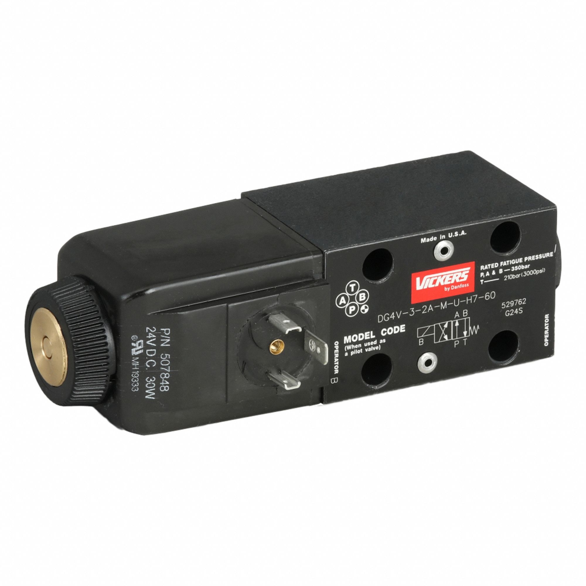 Hydraulic Directional Valve: 21 gpm Max Flow Rate, D03 NFPA Size, Two Positions, 24V DC