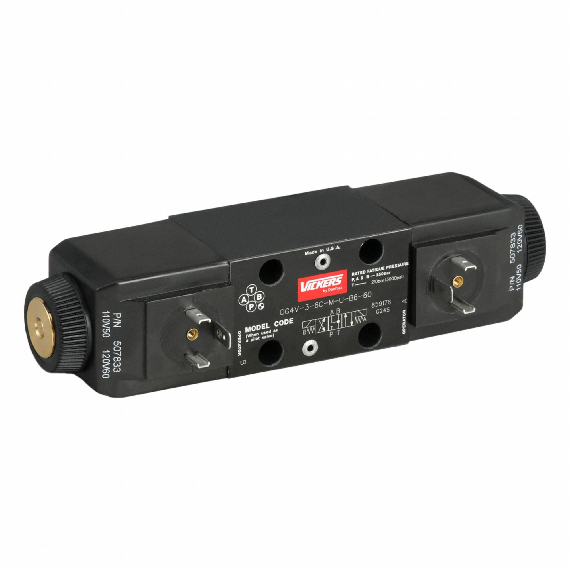 Hydraulic Directional Valve: 21 gpm Max Flow Rate, D03 NFPA Size, Three Positions, Tank