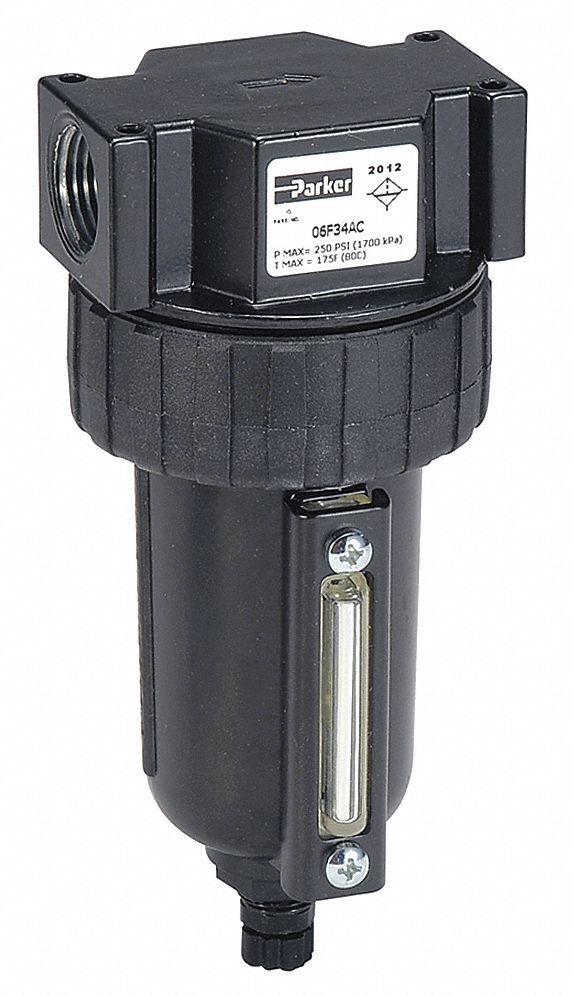 PARKER, Particulate, 1/4 in NPT, Compressed Air Filter 21U80106F14BC