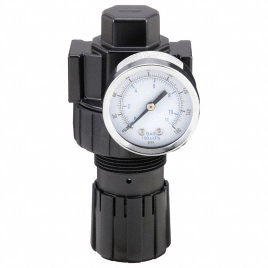 PARKER Compressed Air Regulator: Zinc, 3/8 in NPT, 60 cfm, 2 psi to 125  psi, 125 psi Max Op Pressure