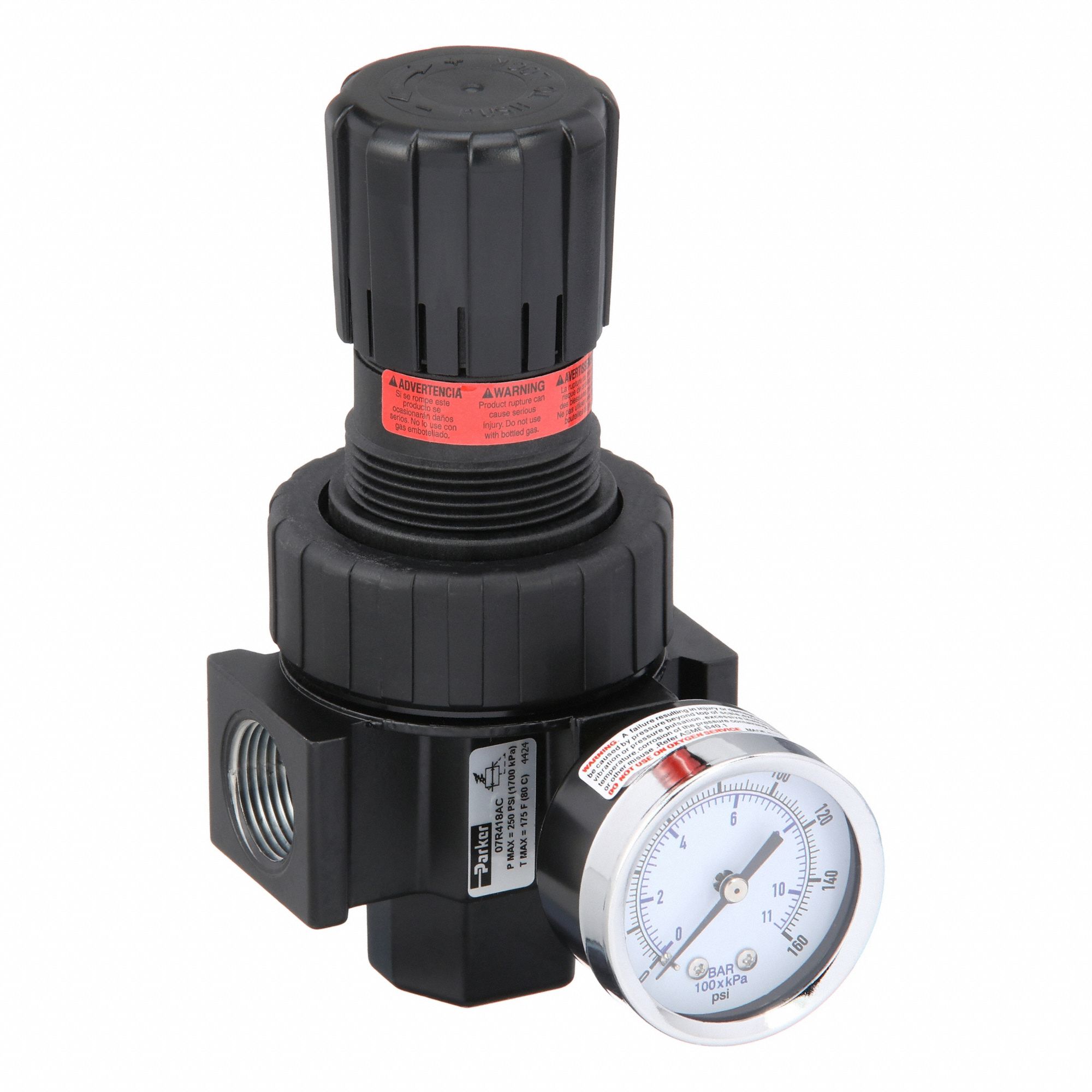 Compressed Air Regulator: Zinc, 3/4 in NPT, 90 cfm, 2 psi to 125 psig, Knob, 07R Series