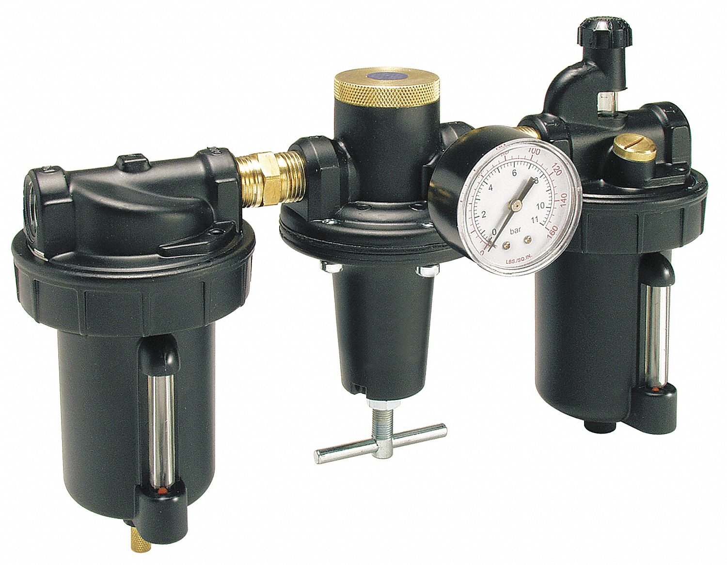 Fevas AC2010-02 Polycarbonate Air Source Treatment Pneumatic Filter Regulator w Gauge 