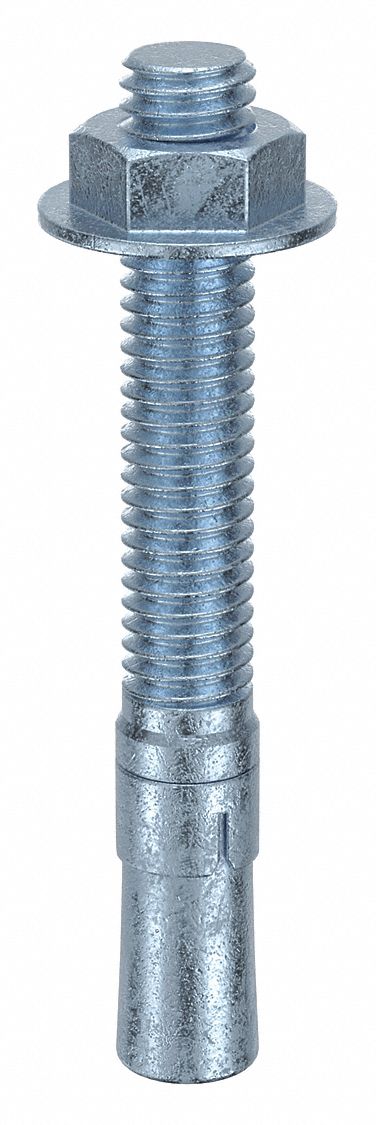 Wedge Anchor: 3 in Overall Lg, 3/8 in Dia, 3/8"-16 Thread Size, Steel, Steel, 20 PK