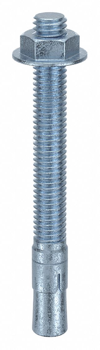 Wedge Anchor: 3 3/4 in Overall Lg, 3/8 in Dia, 3/8"-16 Thread Size, Steel, 20 PK