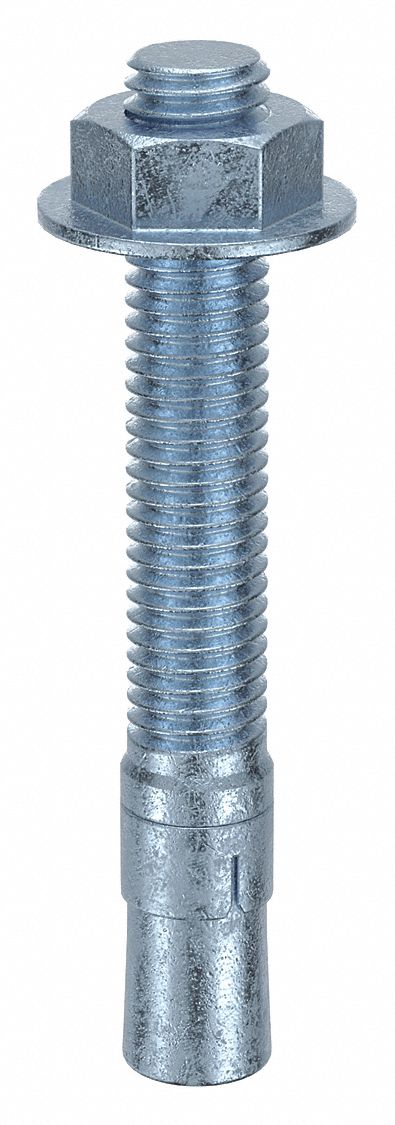 Wedge Anchor: 3 3/4 in Overall Lg, 1/2 in Dia, 1/2"-13 Thread Size, Steel, 10 PK