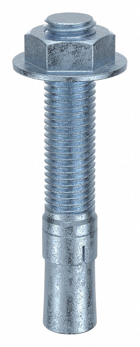 Wedge Anchor: 4 3/4 in Overall Lg, 3/4 in Dia, 3/4"-10 Thread Size, Steel, Steel, 5 PK