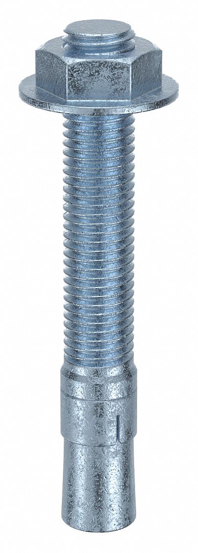 Wedge Anchor: 5 1/2 in Overall Lg, 3/4 in Dia, 3/4"-10 Thread Size, Steel, Steel, 5 PK