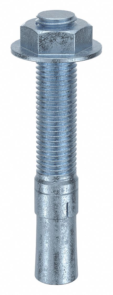 Wedge Anchor: 6 in Overall Lg, 7/8 in Dia, 7/8"-9 Thread Size, Steel, Steel, 4 PK