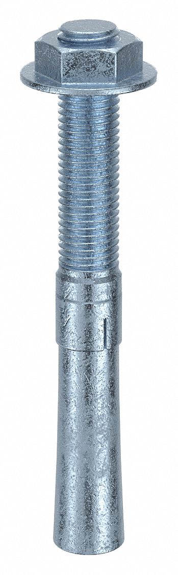 Wedge Anchor: 9 in Overall Lg, 1 in Dia, 1"-8 Thread Size, 4 in Thread Lg, Steel, 4 PK