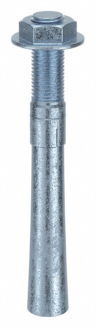 Wedge Anchor: 12 in Overall Lg, 1 1/4 in Dia, 1 1/4"-7 Thread Size, Steel, Steel, 4 PK