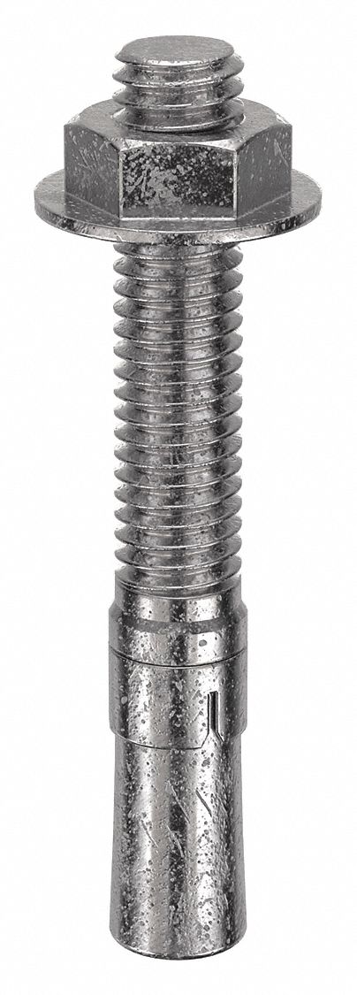 Wedge Anchor: 2 3/4 in Overall Lg, 3/8 in Dia, 3/8"-16 Thread Size, Plain, 20 PK