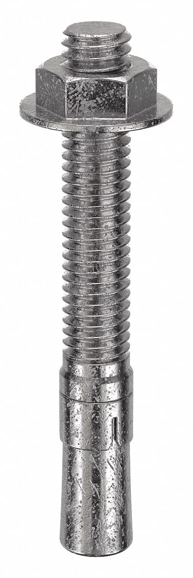 Wedge Anchor: 3 in Overall Lg, 3/8 in Dia, 3/8"-16 Thread Size, Stainless Steel, 20 PK