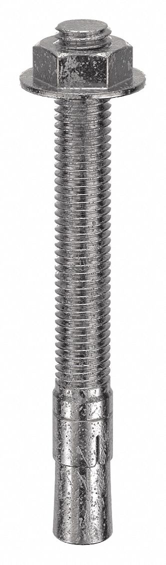 Wedge Anchor: 6 in Overall Lg, 5/8 in Dia, 5/8"-11 Thread Size, Stainless Steel, 5 PK