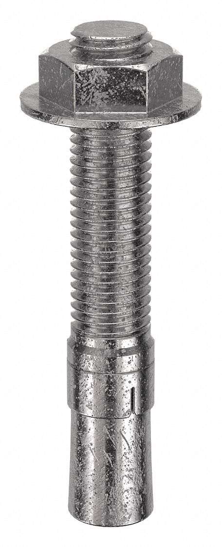 Wedge Anchor: 4 3/4 in Overall Lg, 3/4 in Dia, 3/4"-10 Thread Size, Plain, Plain, 5 PK
