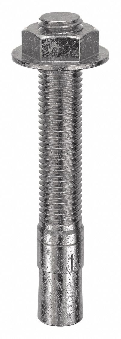 Wedge Anchor: 5 1/2 in Overall Lg, 3/4 in Dia, 3/4"-10 Thread Size, Plain, Plain, 5 PK