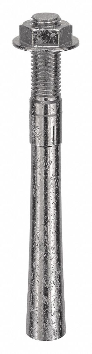 Wedge Anchor: 8 1/2 in Overall Lg, 3/4 in Dia, 3/4"-10 Thread Size, Plain, Plain, 5 PK