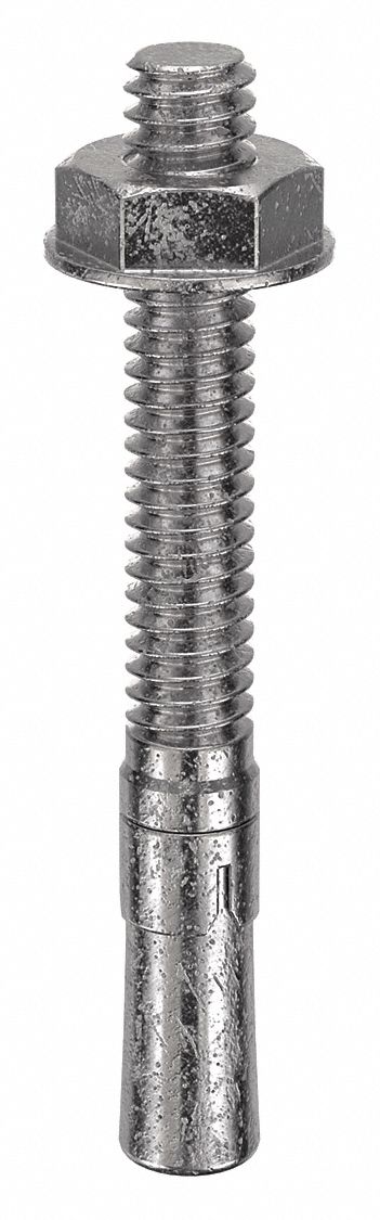 Wedge Anchor: 2 1/4 in Overall Lg, 1/4 in Dia, 1/4"-20 Thread Size, Plain, 20 PK