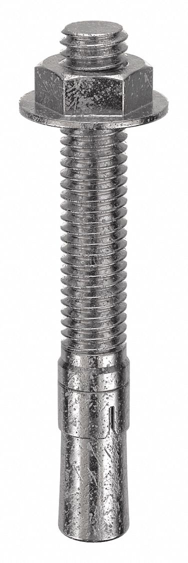 Wedge Anchor: 3 in Overall Lg, 3/8 in Dia, 3/8"-16 Thread Size, Stainless Steel, 20 PK