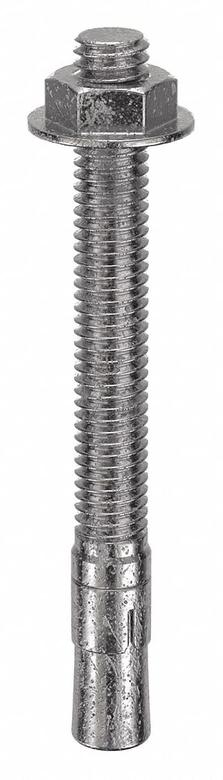 Wedge Anchor: 3 3/4 in Overall Lg, 3/8 in Dia, 3/8"-16 Thread Size, Plain, 20 PK