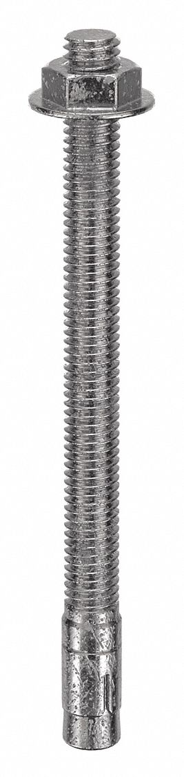 Wedge Anchor: 5 in Overall Lg, 3/8 in Dia, 3/8"-16 Thread Size, 4 in Thread Lg, 20 PK