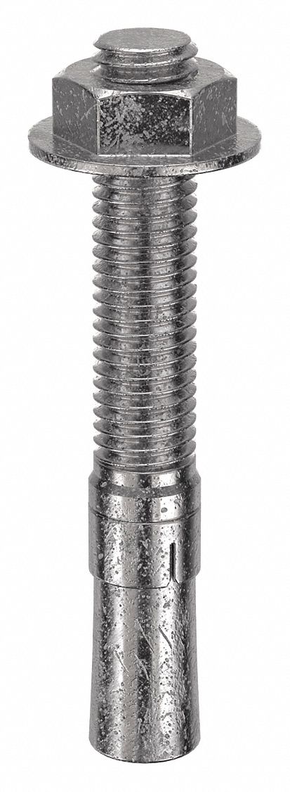 Wedge Anchor: 4 1/2 in Overall Lg, 5/8 in Dia, 5/8"-11 Thread Size, Plain, Plain, 5 PK