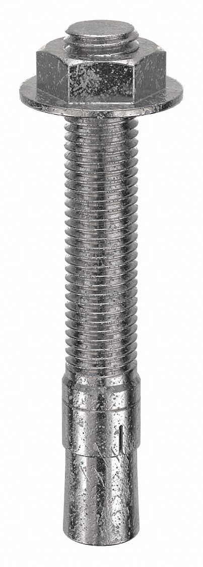 Wedge Anchor: 5 1/2 in Overall Lg, 3/4 in Dia, 3/4"-10 Thread Size, Plain, Plain, 5 PK