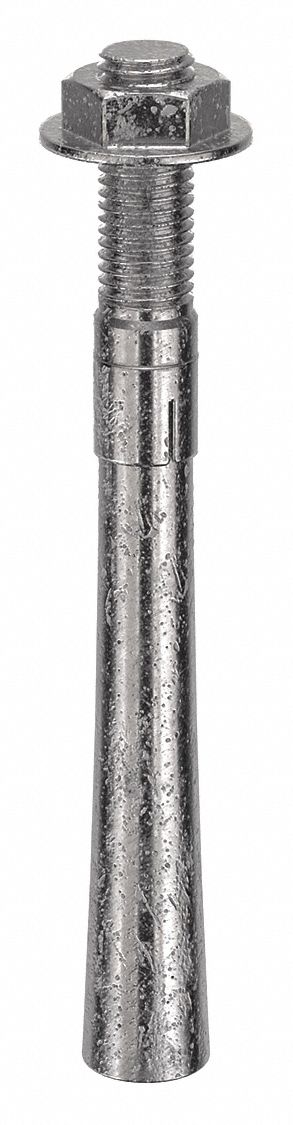 Wedge Anchor: 8 1/2 in Overall Lg, 3/4 in Dia, 3/4"-10 Thread Size, Plain, Plain, 5 PK
