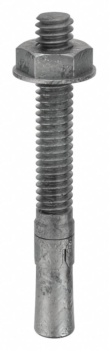 Wedge Anchor: 2 1/4 in Overall Lg, 1/4 in Dia, 1/4"-20 Thread Size, Steel, 20 PK