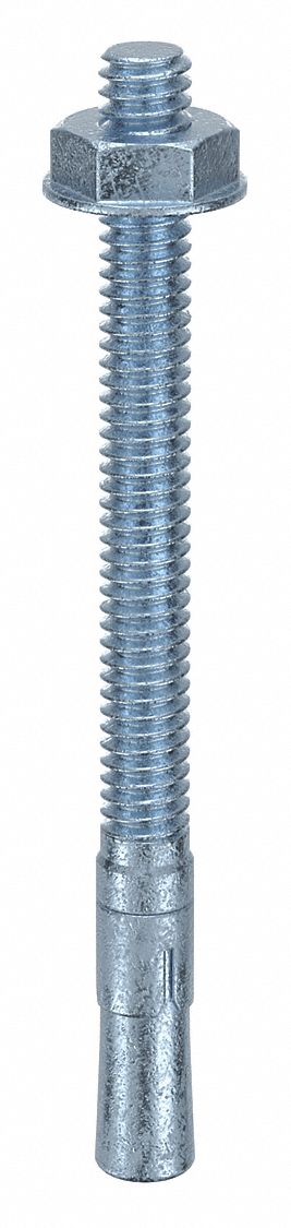 Wedge Anchor: 3 1/4 in Overall Lg, 1/4 in Dia, 1/4"-20 Thread Size, Steel, 20 PK