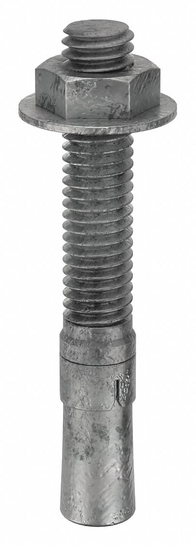 Wedge Anchor: 2 3/4 in Overall Lg, 3/8 in Dia, 3/8"-16 Thread Size, Steel, 20 PK