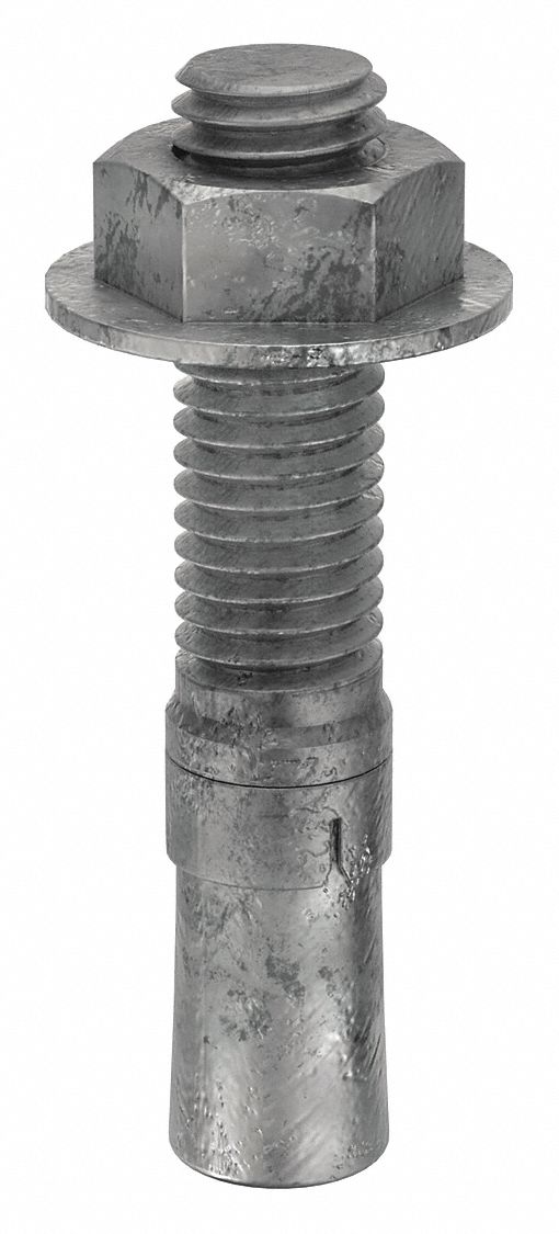 Wedge Anchor: 2 3/4 in Overall Lg, 1/2 in Dia, 1/2"-13 Thread Size, Steel, 10 PK