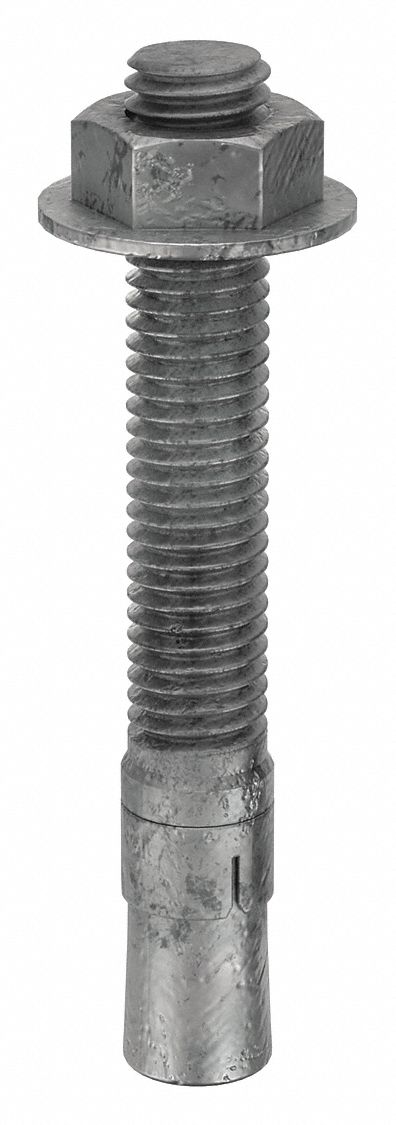 Wedge Anchor: 3 3/4 in Overall Lg, 1/2 in Dia, 1/2"-13 Thread Size, Steel, 10 PK