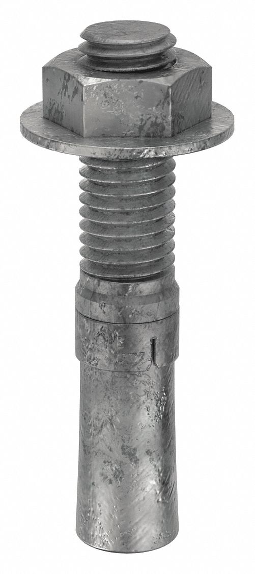 Wedge Anchor: 3 1/2 in Overall Lg, 5/8 in Dia, 5/8"-11 Thread Size, Steel, Steel, 5 PK