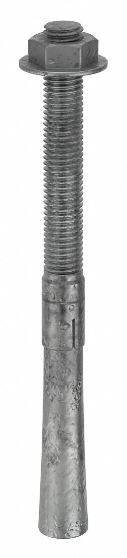Wedge Anchor: 8 1/2 in Overall Lg, 5/8 in Dia, 5/8"-11 Thread Size, Steel, Steel, 5 PK