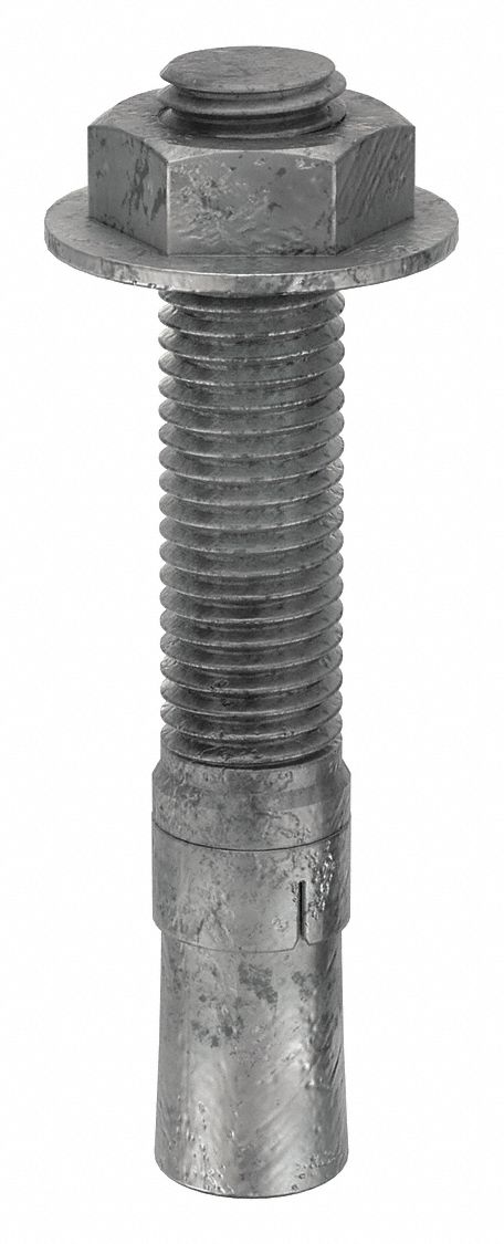 Wedge Anchor: 4 3/4 in Overall Lg, 3/4 in Dia, 3/4"-10 Thread Size, Steel, Steel, 5 PK
