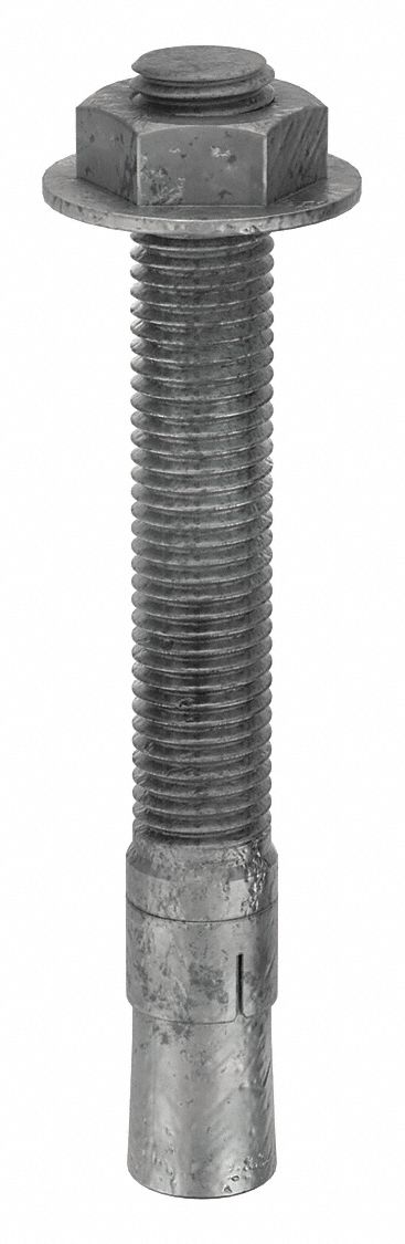 Wedge Anchor: 6 1/4 in Overall Lg, 3/4 in Dia, 3/4"-10 Thread Size, Steel, Steel, 5 PK