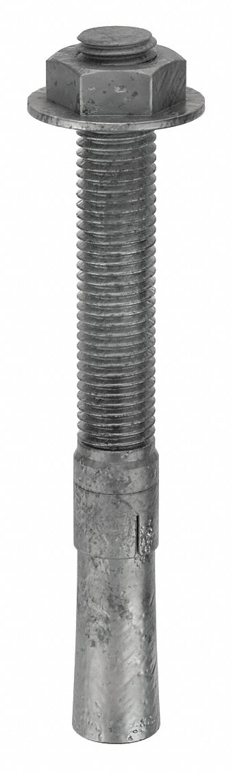 Wedge Anchor: 7 in Overall Lg, 3/4 in Dia, 3/4"-10 Thread Size, 4 in Thread Lg, 5 PK