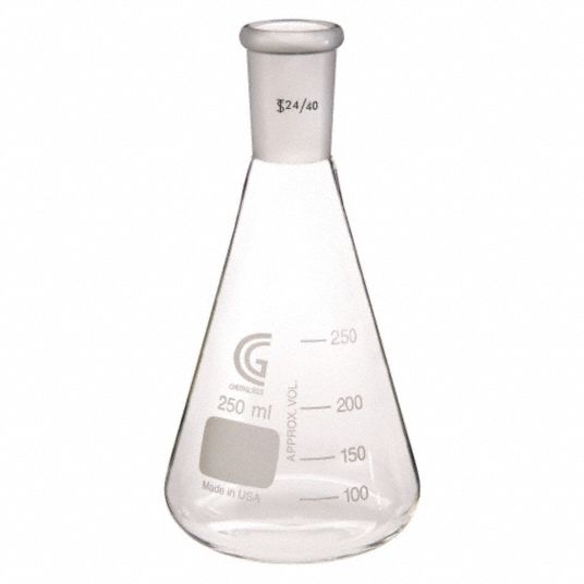 Chemglass 500 Ml 16 91 Oz Glass Erlenmeyer Flask Clear Height 0 Mm 1 Ea 21uc25 Cg 1542 09 Grainger