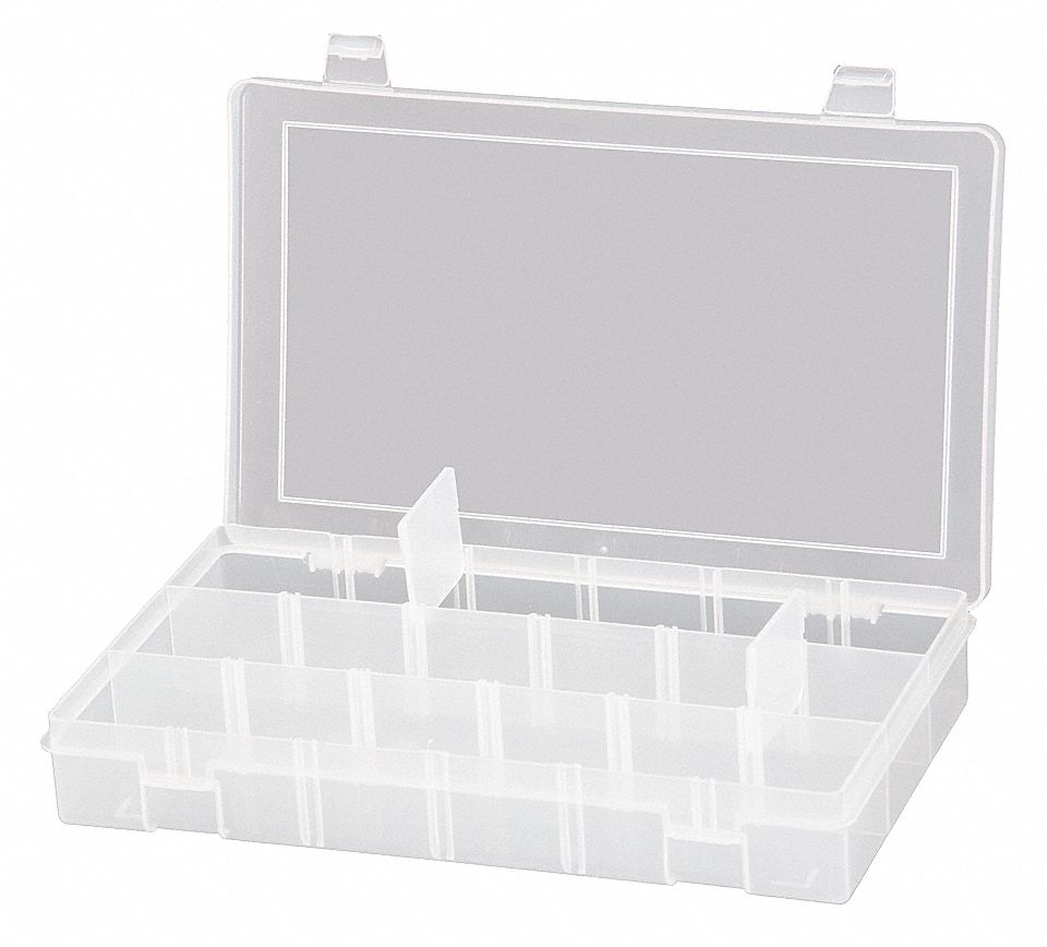 COMPARTMENT BOX, 11 IN X 1¾ IN, CLEAR, POLYPROPYLENE