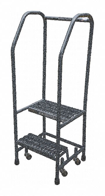 Rolling Ladder: 1.7 ft Platform Ht, Assembled, Steel, Wt-Actuated Auto-Lock, 18 in x 19 in