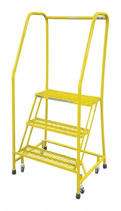 Rolling Ladder, Steel, 60In. H., Yellow