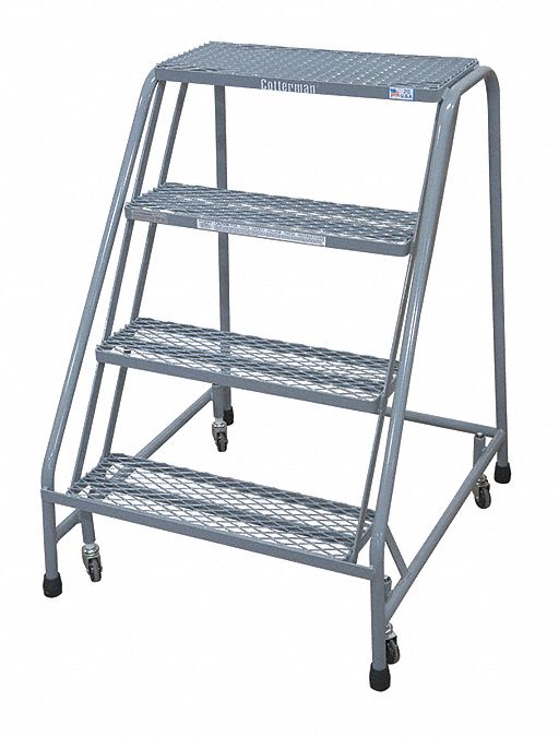 Rolling Ladder, Steel, 40In. H., Yellow