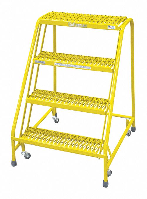 Rolling Ladder, Steel, 40In. H., Yellow