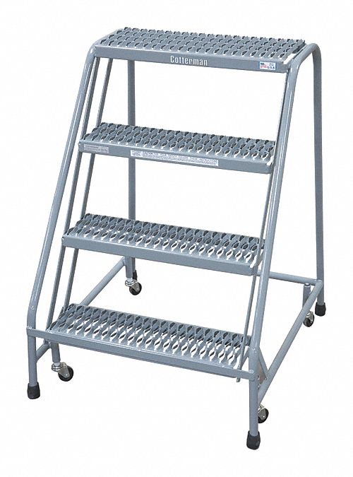 Rolling Ladder, Steel, 40In. H., Gray