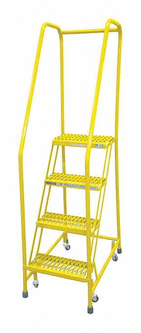 Rolling Ladder, Steel, 70In. H., Yellow