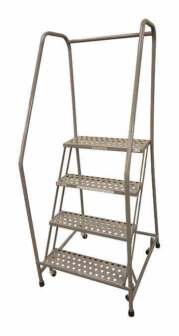 Rolling Ladder, Steel, 70In. H., Gray