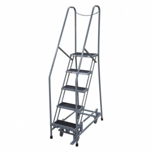 COTTERMAN 5-Step Rolling Ladder, Antislip Vinyl Step Tread, 80 in ...