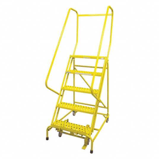 COTTERMAN 5-Step Rolling Ladder, Perforated Step Tread, 80 in Overall ...