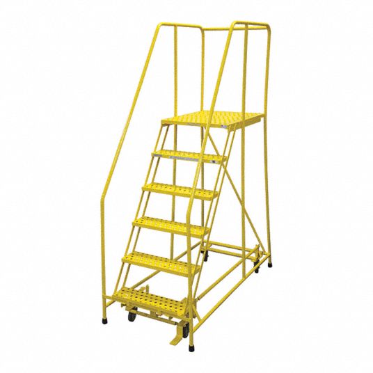 COTTERMAN 6-Step Rolling Ladder, Serrated Step Tread, 90 in Overall ...