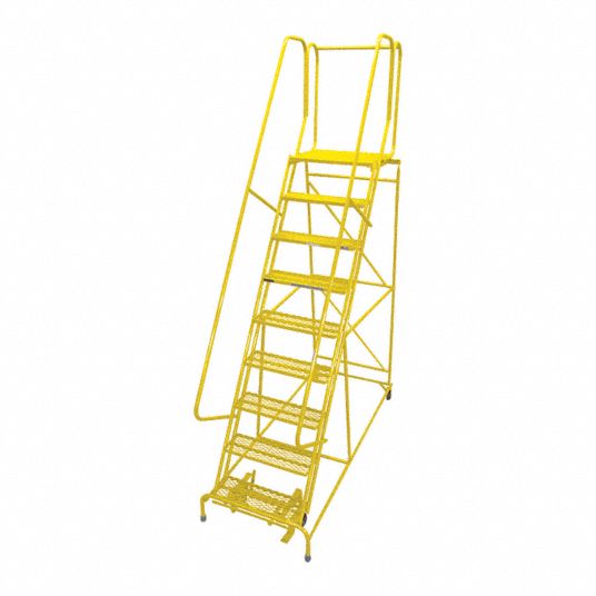 COTTERMAN 9-Step Rolling Ladder, Expanded Metal Step Tread, 120 in ...